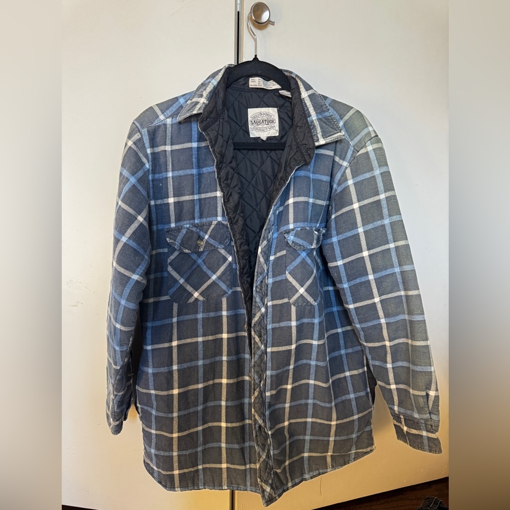 Vintage Saugatuck Dry Goods Co. Blue & White Plaid Jacket | XL